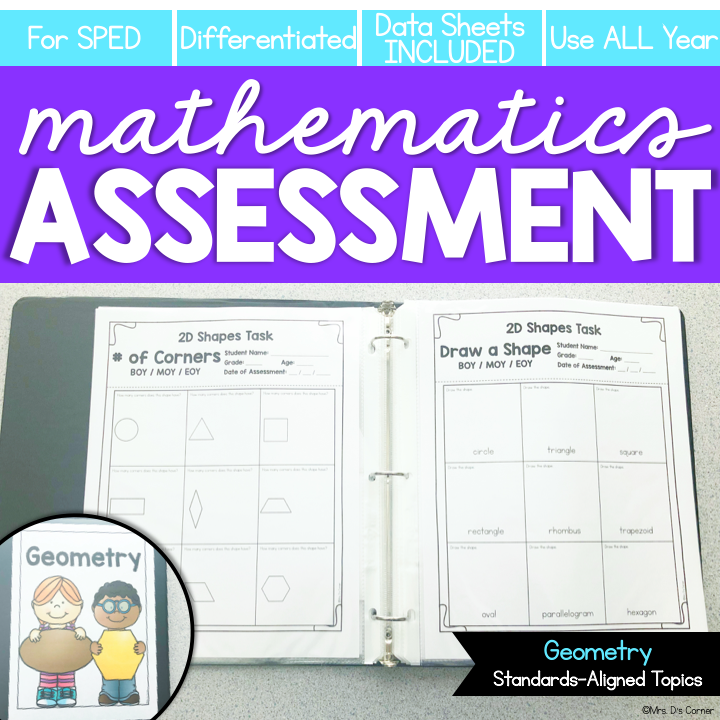 2D Shapes Geometry Math Task Cards for Special Education Work Task