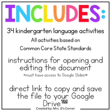 Load image into Gallery viewer, Kindergarten Language Standards-Aligned Digital Activity Bundle