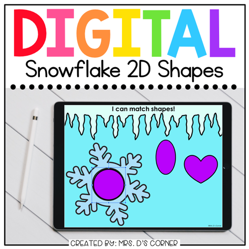 Snowflake 2D Shapes Digital Activity | Distance Learning | Winter 2D Shapes