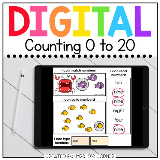 Numbers 0 to 20 Digital Basics for Special Ed | Distance Learning