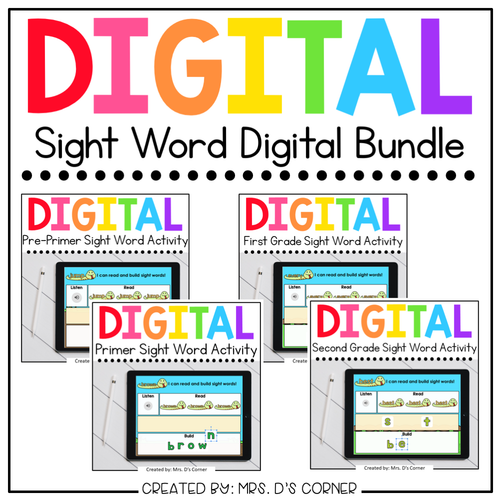 Digital Dolch Sight Word Activity Bundle | Listen Read + Build Sight Words