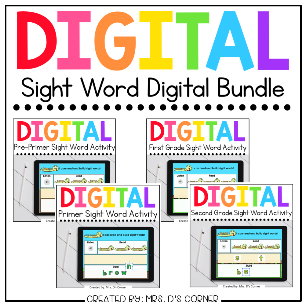 Digital Dolch Sight Word Activity Bundle | Listen Read + Build Sight Words