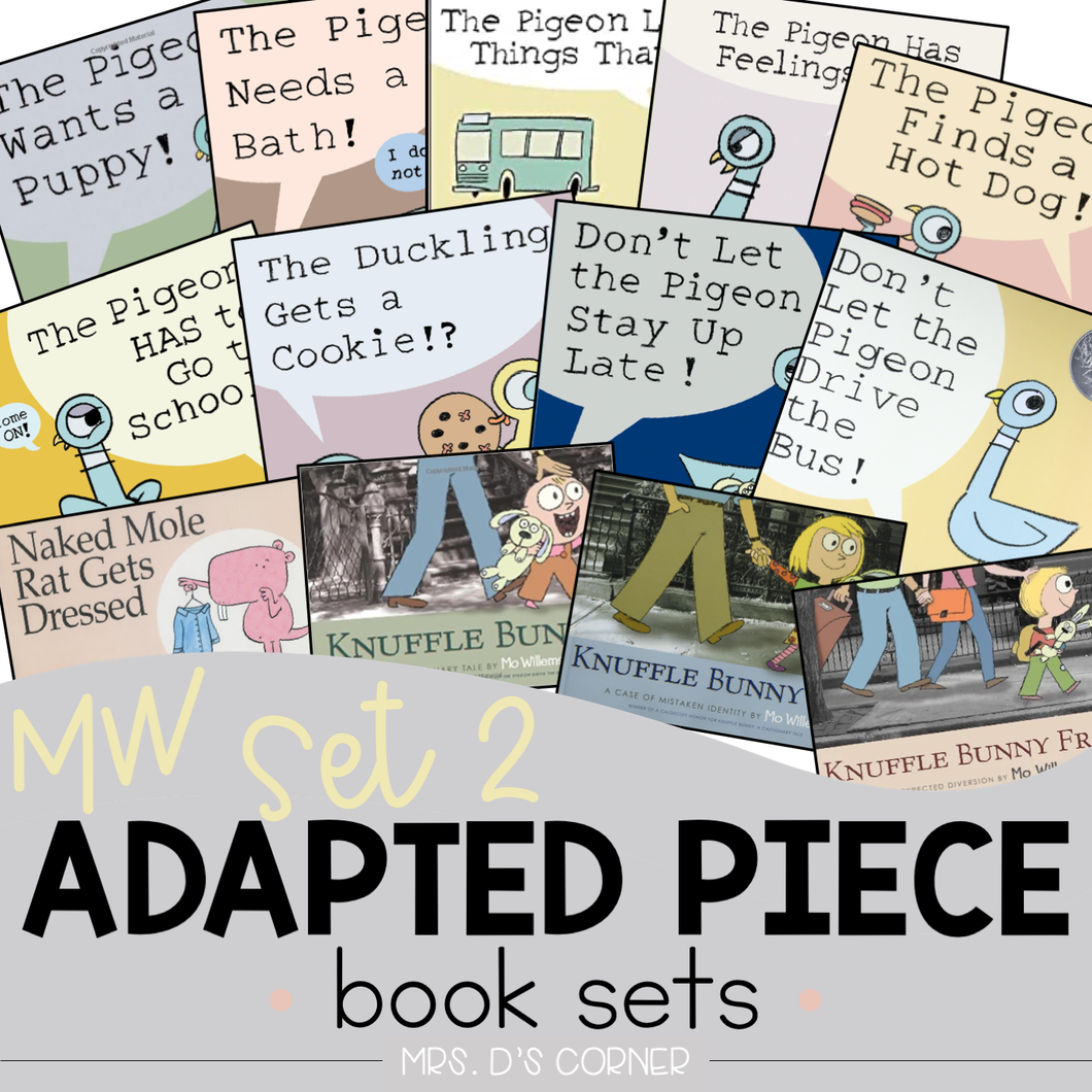 Mo Willems Set 2 Adapted Piece Book Set [13 book sets!] Pigeon + Knuffle Bunny