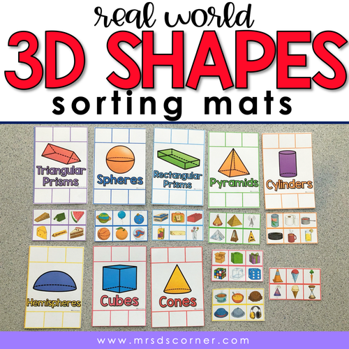 Real World 3D Shapes Sorting Mats [8 mats included] | 3D Shapes Sorting Activity