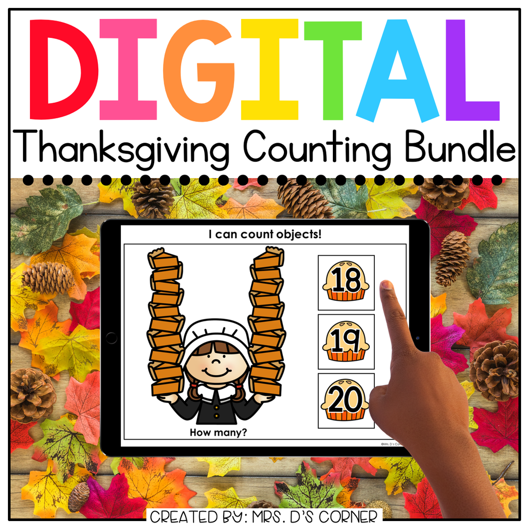 Digital Thanksgiving Themed Counting to 20 Activity Bundle | Distance Learning