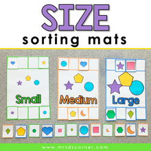 Load image into Gallery viewer, Size Comparison Sorting Mats [3 mats] | Small Medium Large Size Sorting Activity