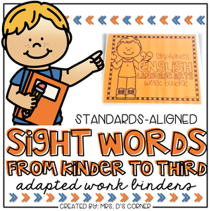 Sight Words Adapted Work Binder® | Grades K-3 Sight Word Work for Special Ed