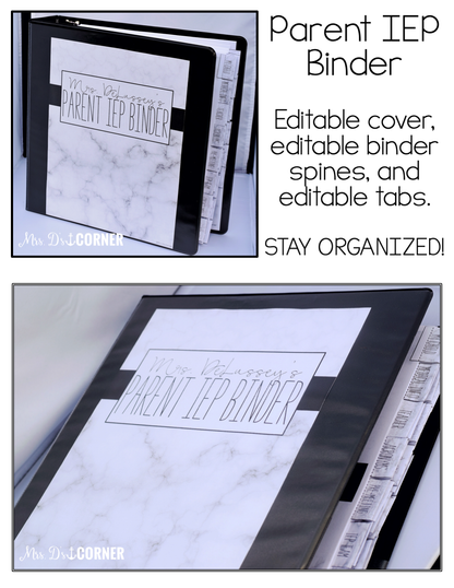 Parent IEP Binder | Editable (Black and White) IEP Companion for Parents