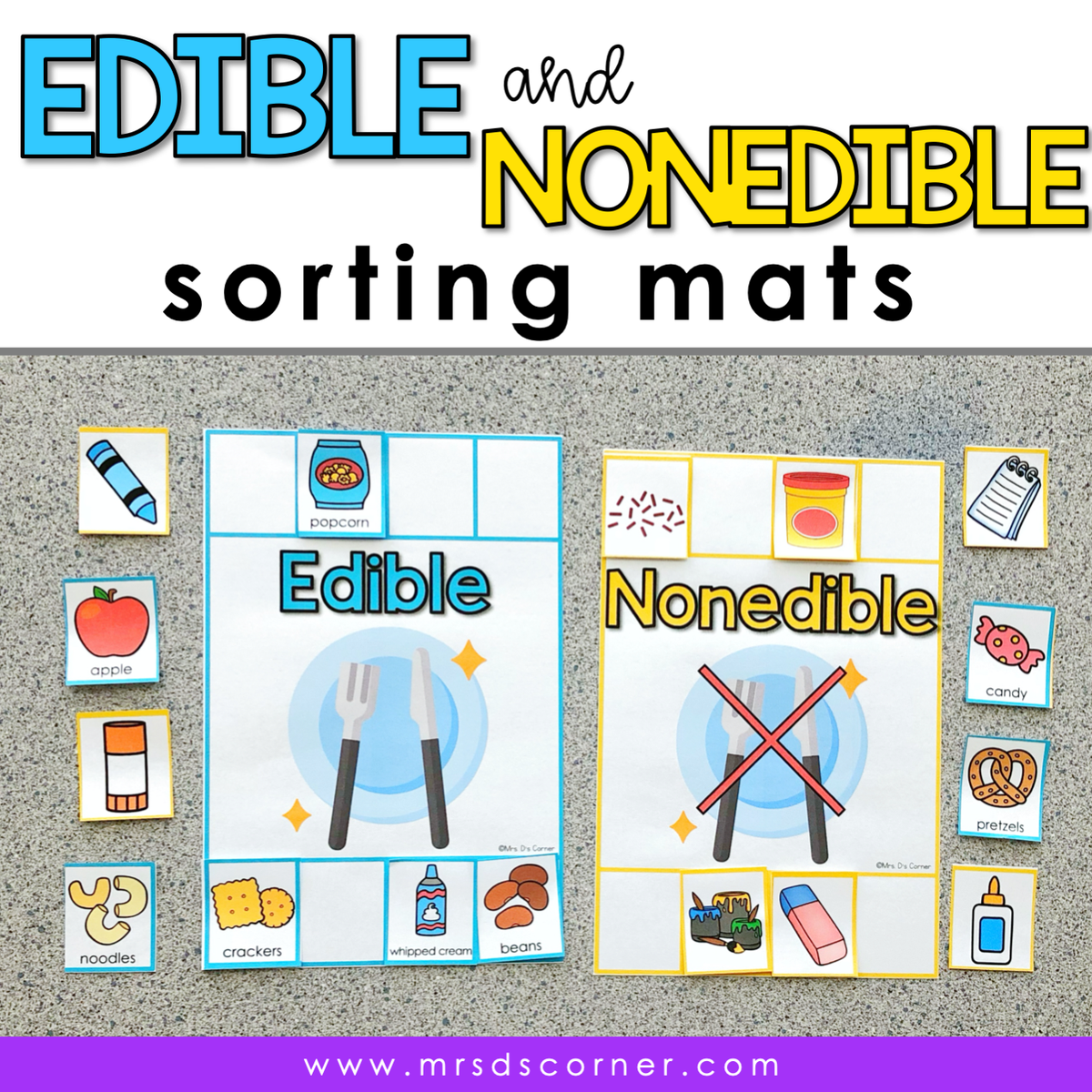 Edible and Nonedible Sorting Mats [2 mats included] | Edible Objects A ...