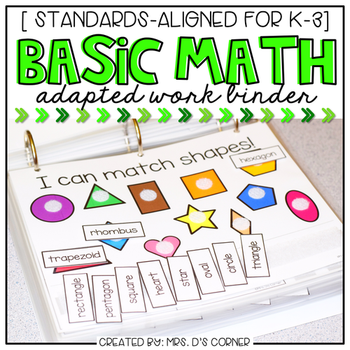 Basic Math Skills Adapted Work Binder® ( for Special Needs )
