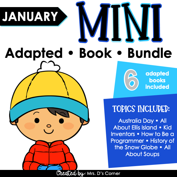 January Mini Adapted Book Bundle [6 books!] Digital + Printable Adapted Books