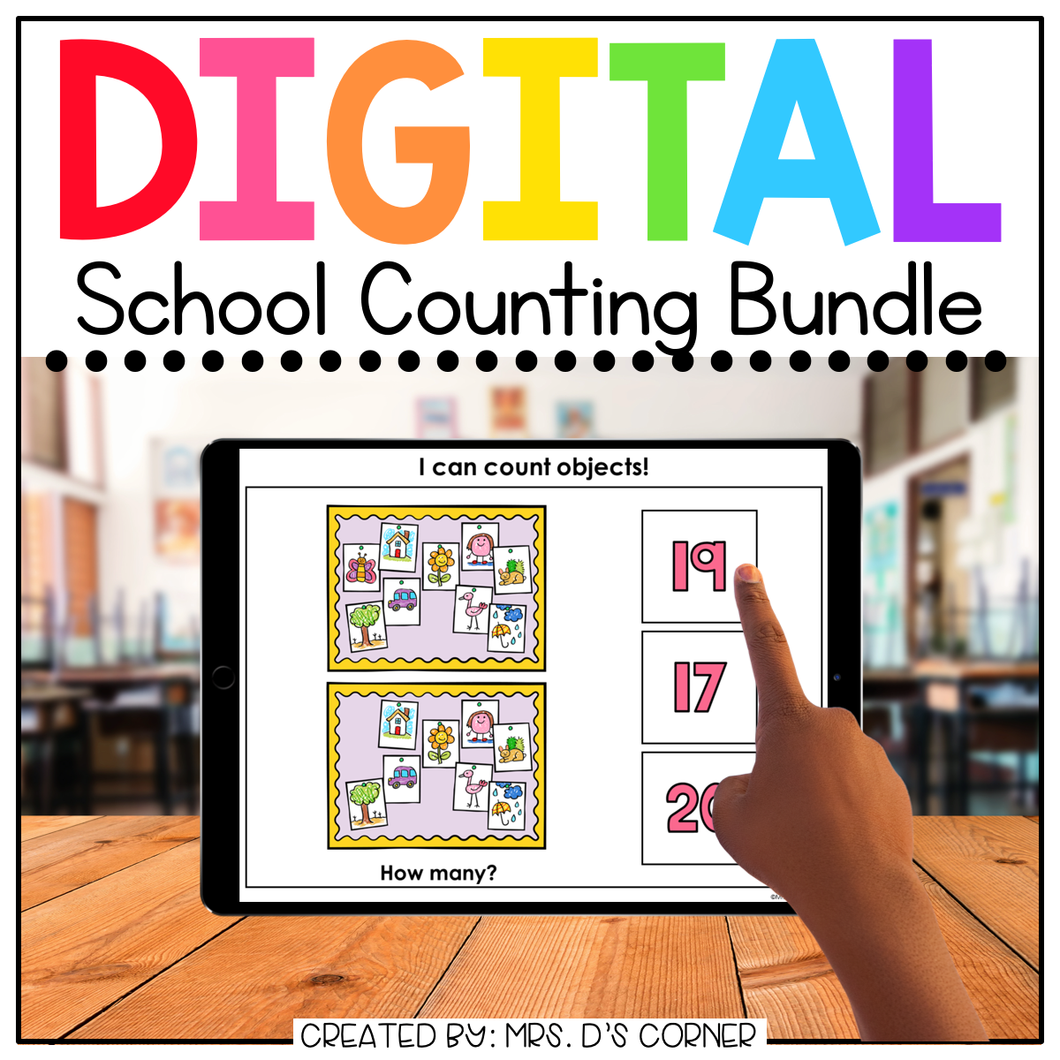 Digital School Themed Counting to 20 Activity Bundle | Distance Learning