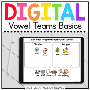 Vowel Teams Digital Basics for Special Ed | Distance Learning