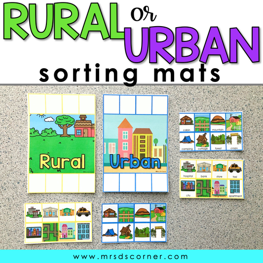 Rural and Urban Sorting Mats [2 mats included] | Types of Communities Activity