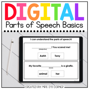 Parts of Speech Digital Basics for Special Ed | Distance Learning