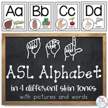 Load image into Gallery viewer, American Sign Language ASL Word Wall Alphabet and Alphabet Line [4 skin tones]