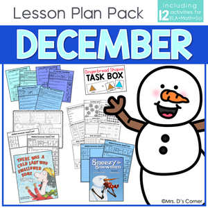 December Lesson Plan Pack | 12 Activities for Math, ELA, + Science