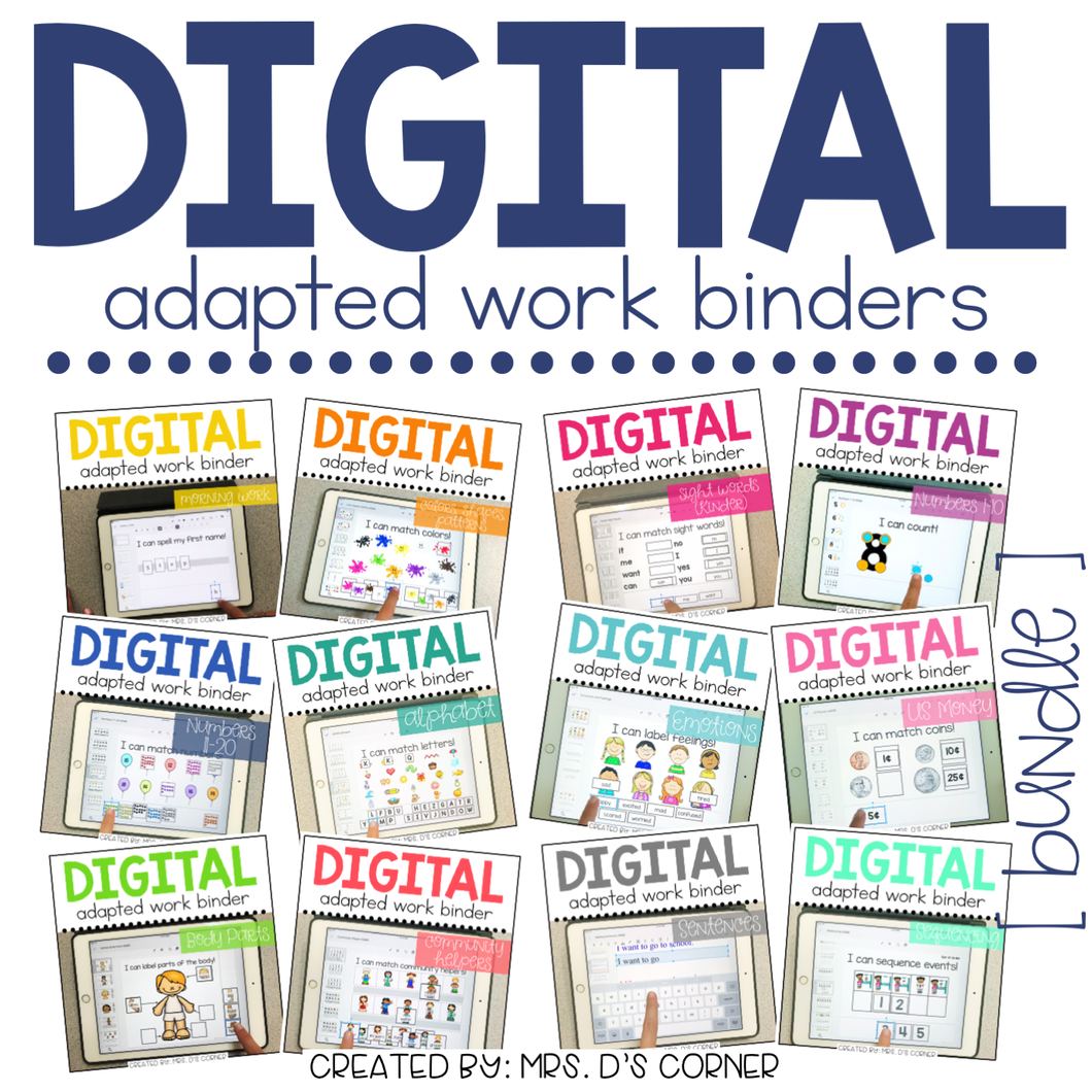 BUNDLE of Digital Adapted Work Binders | Distance Learning