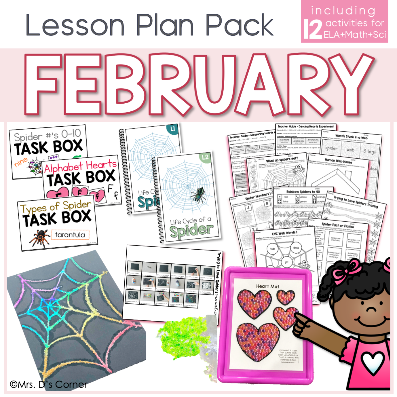 February Lesson Plan Pack | 12 Activities for Math, ELA, + Science