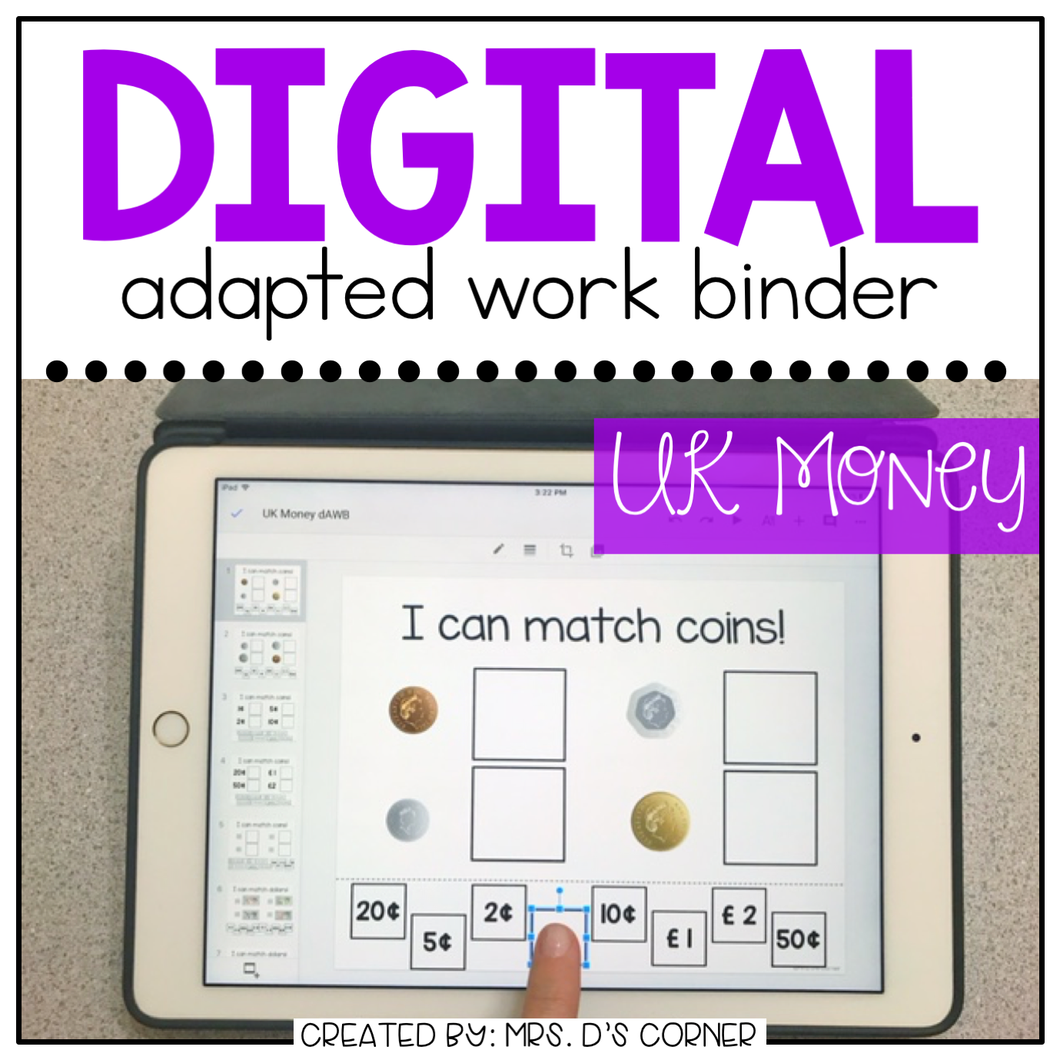 DIGITAL Adapted Work Binder ( UK British Currency )
