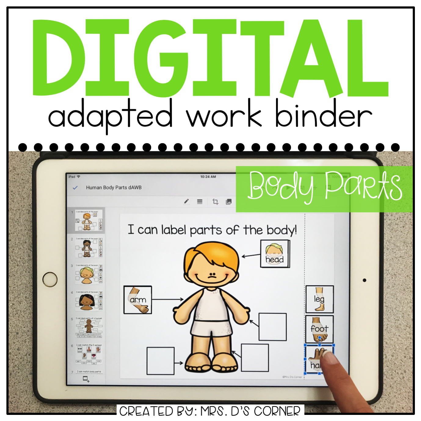 DIGITAL Adapted Work Binder ( Human Body Parts )