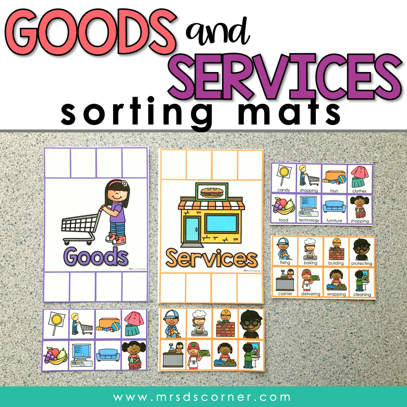 Goods and Services Activity Sorting Mats [2 mats included] | Reader Booklet