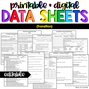 Transition Data Forms | Editable Data Sheets
