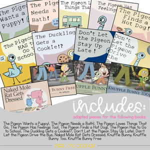 Mo Willems Set 2 Adapted Piece Book Set [13 book sets!] Pigeon + Knuffle Bunny