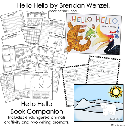 Hello Hello Book Companion, Craft, and Writing Activity