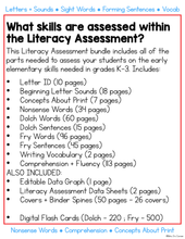 Load image into Gallery viewer, Literacy Assessment for K-3 Basic Skills (for Special Education)