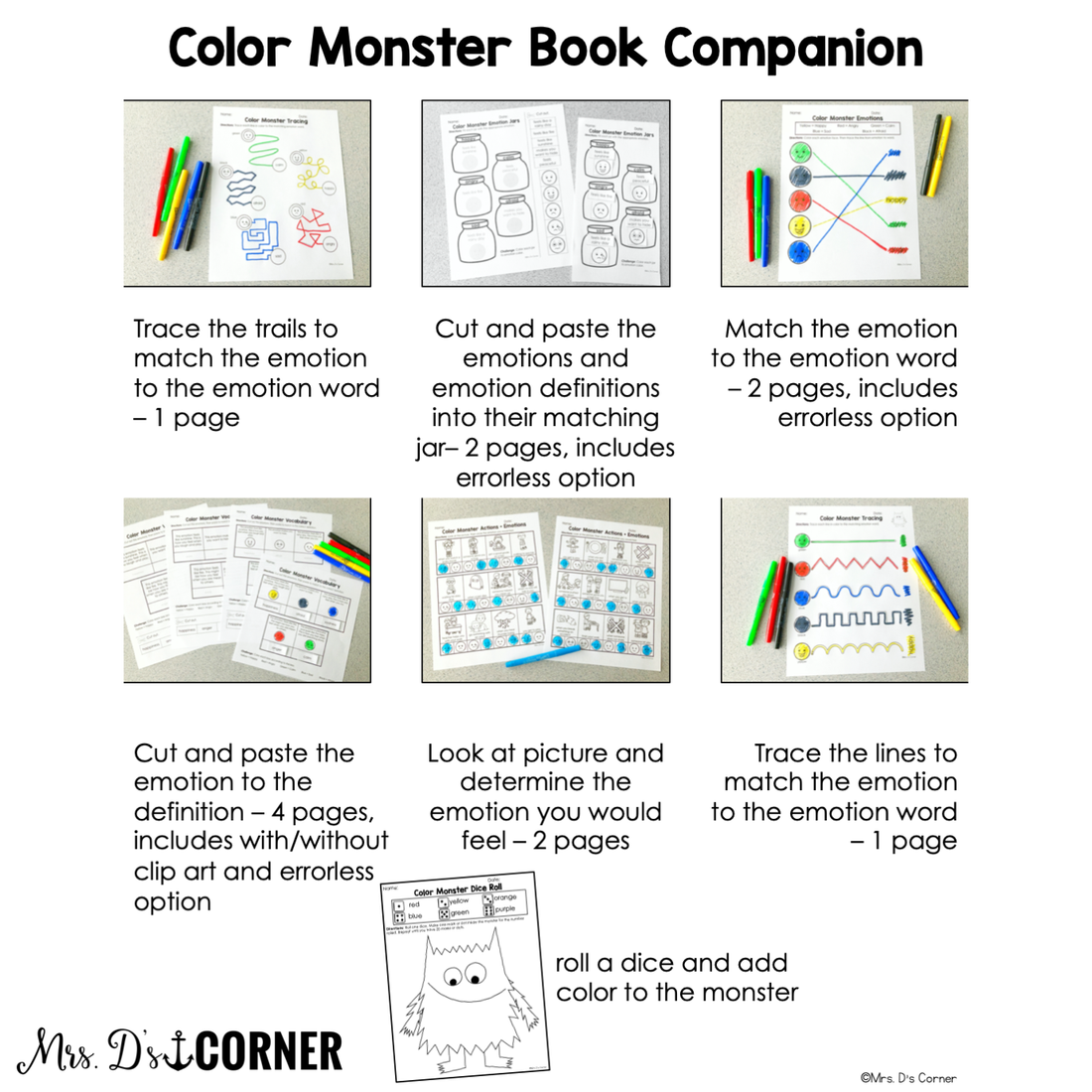 Color Monster Book Companion, Visual Craft and Recipe, and STEM Activi ...