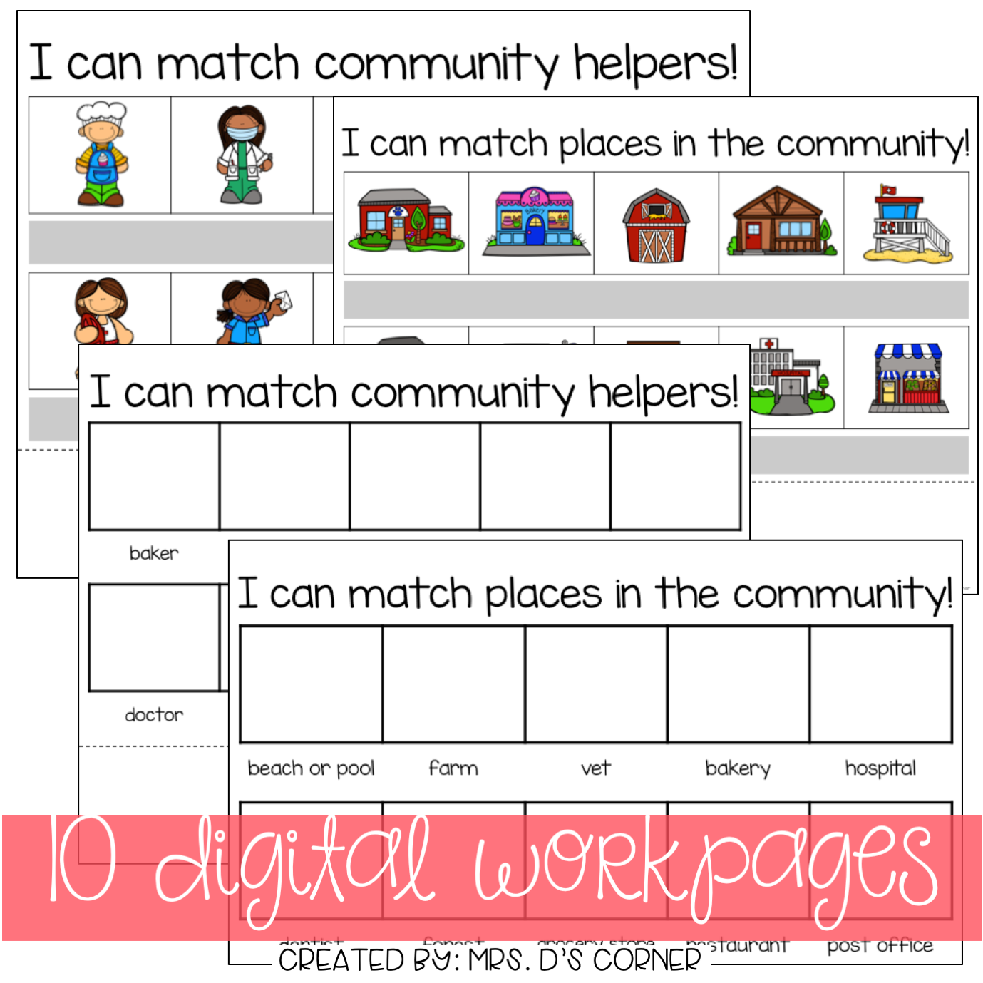 DIGITAL Adapted Work Binder ( Community Helpers )