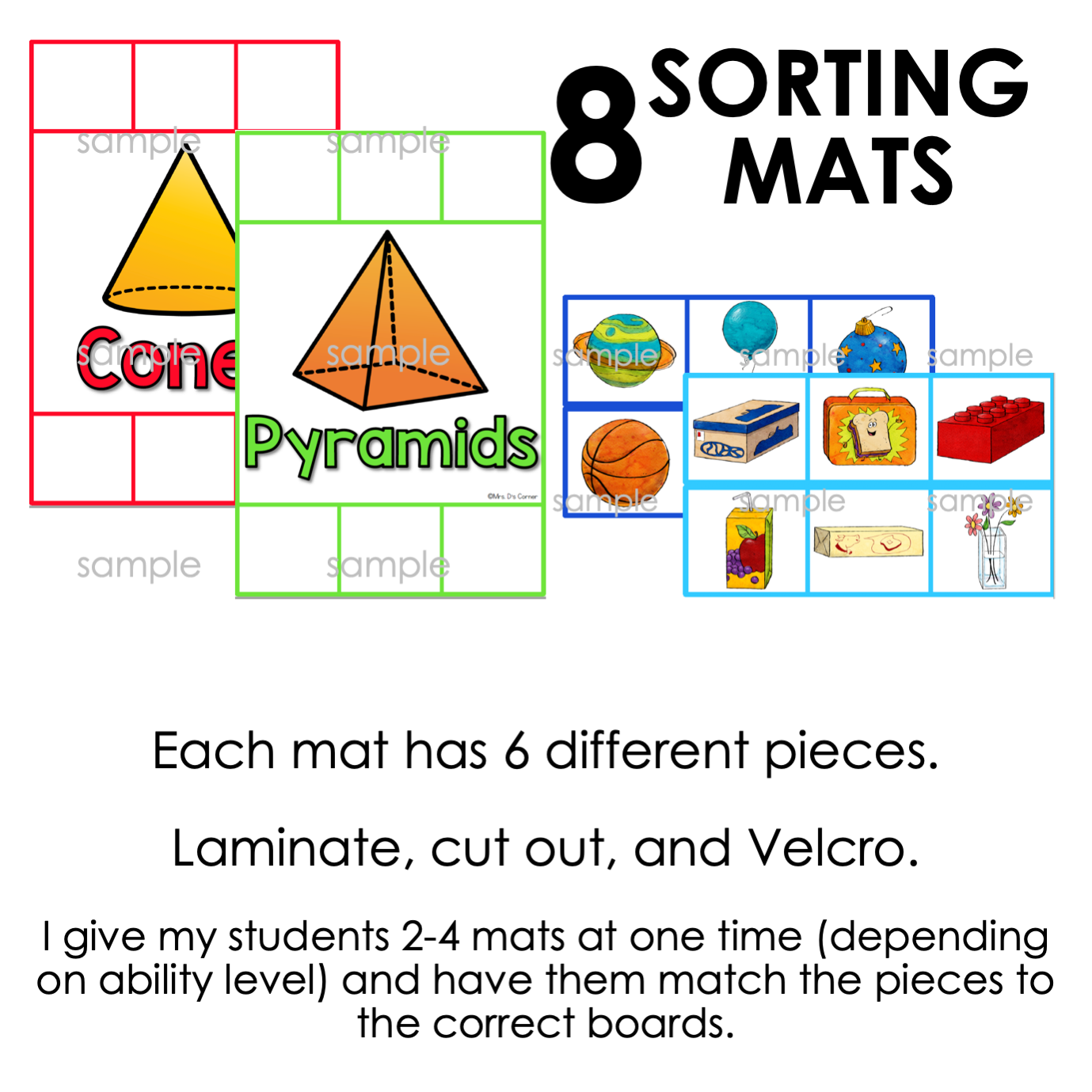 Real World 3D Shapes Sorting Mats [8 mats included] | 3D Shapes Sorting Activity