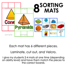 Load image into Gallery viewer, Real World 3D Shapes Sorting Mats [8 mats included] | 3D Shapes Sorting Activity