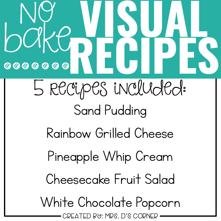 August Visual Recipes with REAL Pictures for Cooking in the Classroom