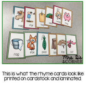 Word Family Rhyme Cards [Color and Black and White]