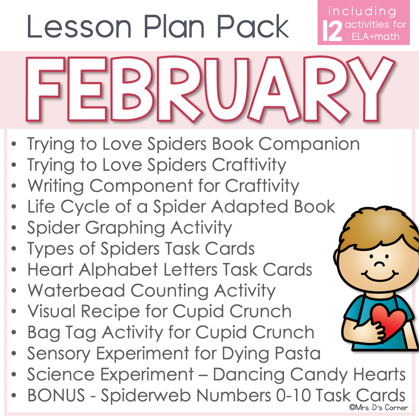 February Lesson Plan Pack | 12 Activities for Math, ELA, + Science