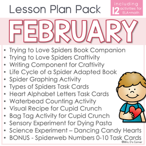 February Lesson Plan Pack | 12 Activities for Math, ELA, + Science
