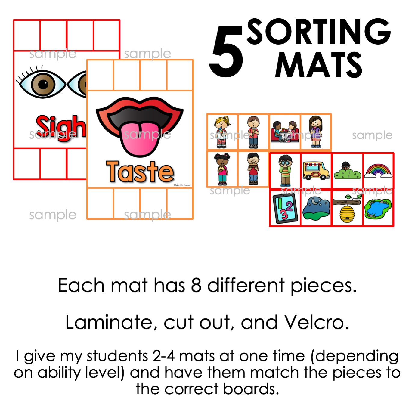 5 Sense Sorting Mats [5 mats included] | 5 Senses Activity – mrsdsshop