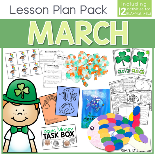 March Lesson Plan Pack | 12 Activities for Math, ELA, + Science