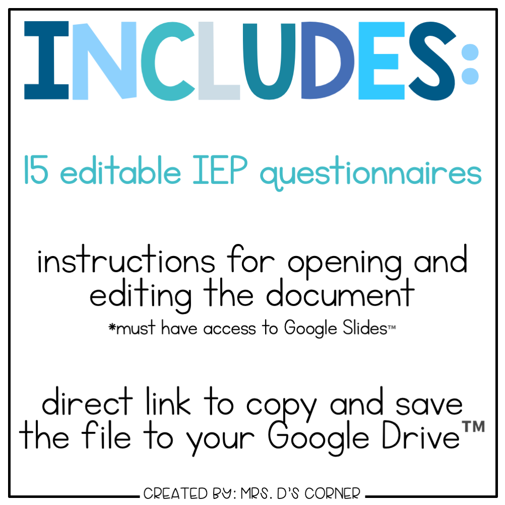 Digital IEP Questionnaires and Input Forms