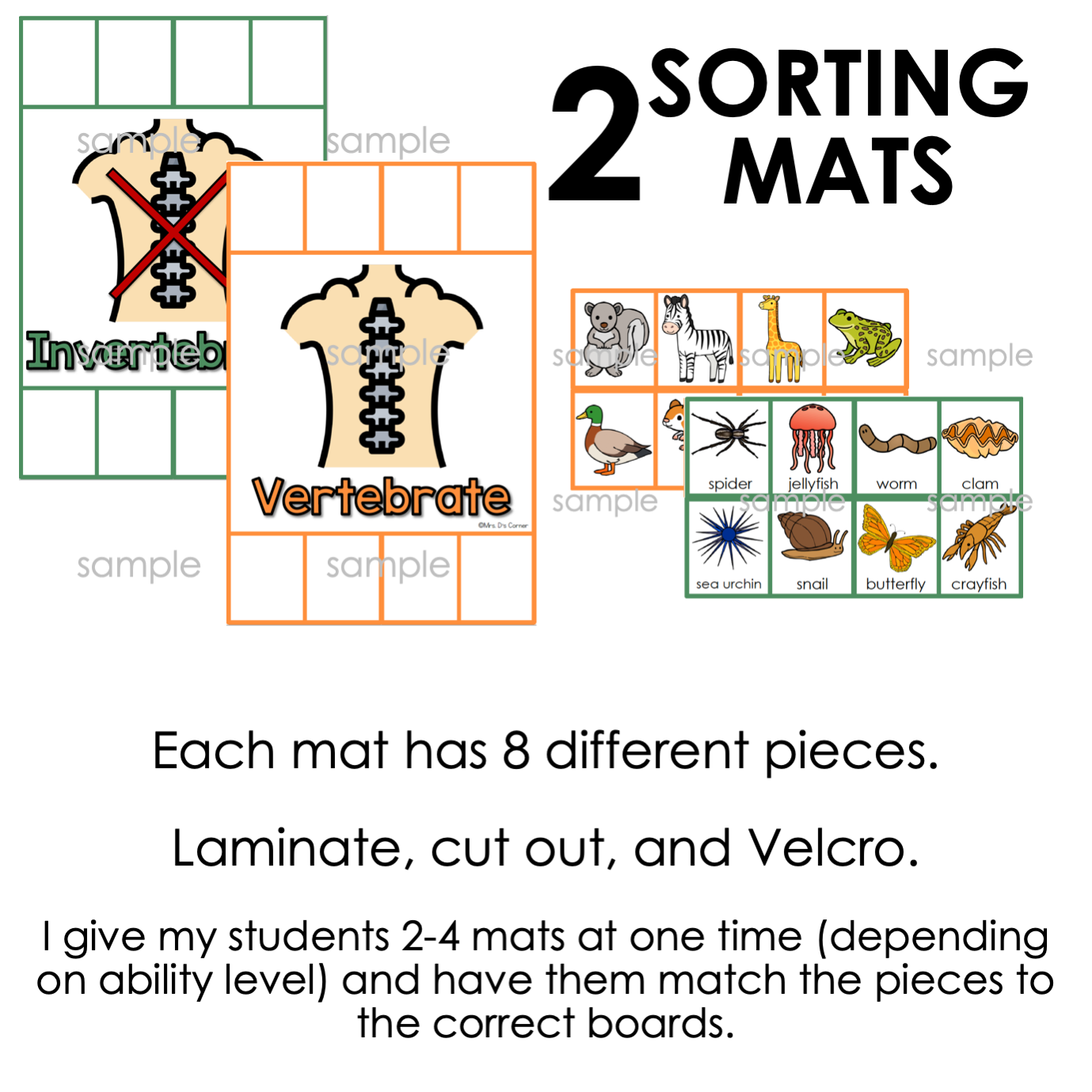 Vertebrates and Invertebrates Activity Sorting Mats [2 mats included]