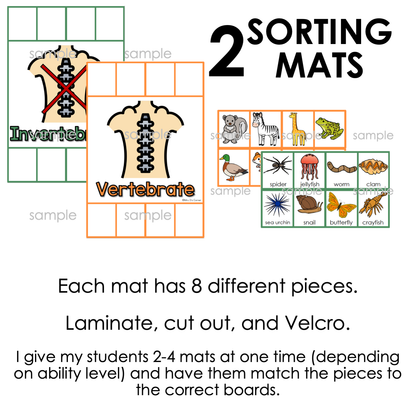 Vertebrates and Invertebrates Activity Sorting Mats [2 mats included]