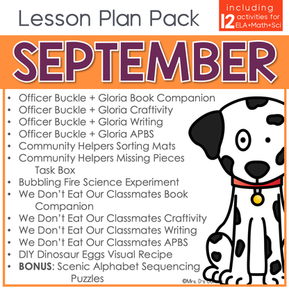 September Lesson Plan Pack | 12 Activities for Math, ELA, + Science