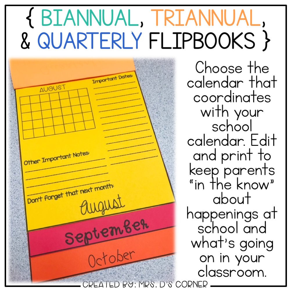 Editable Parent Calendar Flipbook [Quarterly, Biannual, and Triannual]