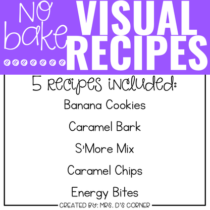 April Visual Recipes with REAL Pictures for Cooking in the Classroom