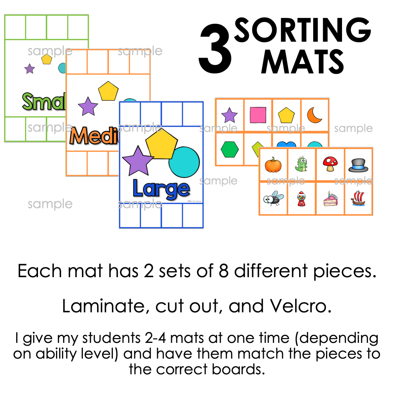 Size Comparison Sorting Mats [3 mats] | Small Medium Large Size Sorting Activity