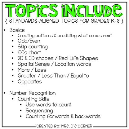 Basic Math Skills Adapted Work Binder® ( for Special Needs )