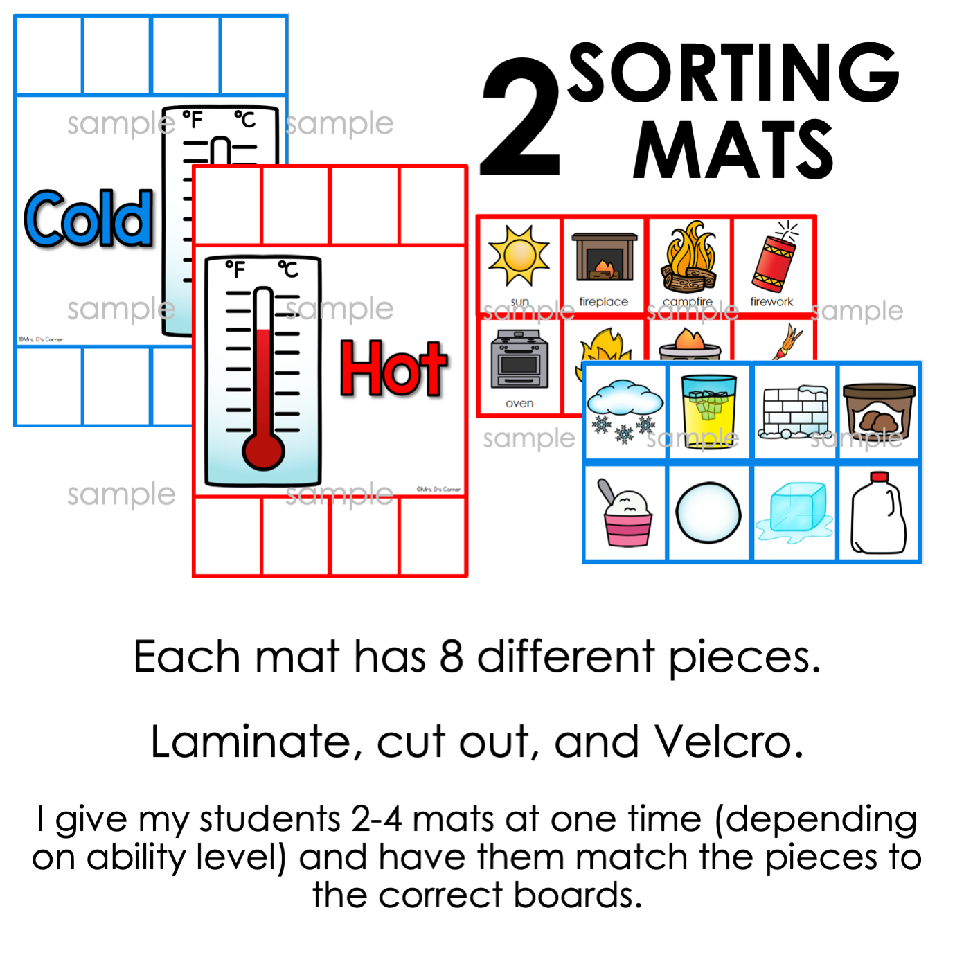 Hot and Cold Sorting Mats [2 mats included] | Hold and Cold Activity