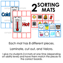 Load image into Gallery viewer, Hot and Cold Sorting Mats [2 mats included] | Hold and Cold Activity